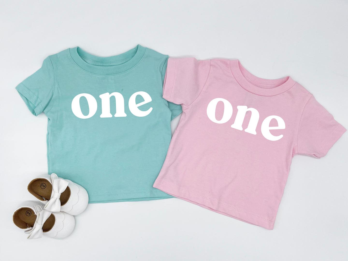 One Baby and Toddler First Birthday T shirt (Serif)