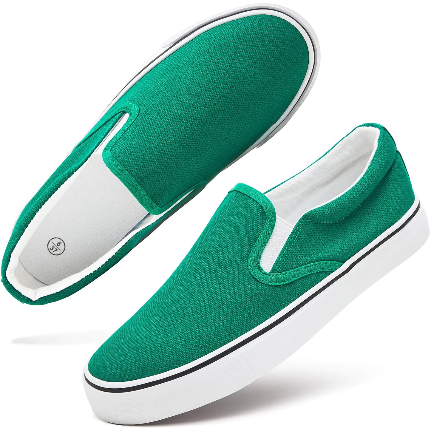 Women's Slip on Shoes Canvas Sneakers Loafers Non Slip Shoes Low Top Casual Shoes 9.5 Dark Green - # GIAA73710012