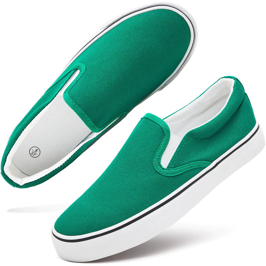 Women's Slip on Shoes Canvas Sneakers Loafers Non Slip Shoes Low Top Casual Shoes 9.5 Dark Green - # GIAA73710012