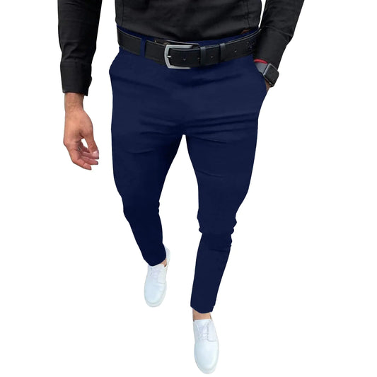 Boys Mens Fashion Slim Fit Dress Pants Casual Business Skinny Stretch Pants Golf Pants Small Navy - # BOAA13410005