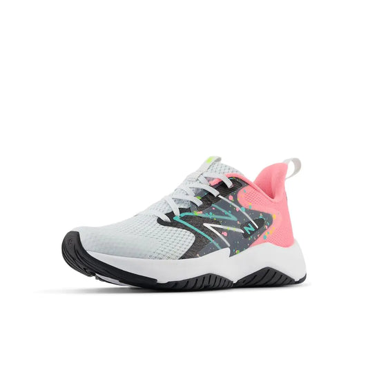 New Balance unisex-child Rave Run V2 Lace-up 12 Little Kid Quartz Grey/Ultra Pink/Cyber Jade - # GIAA71710004