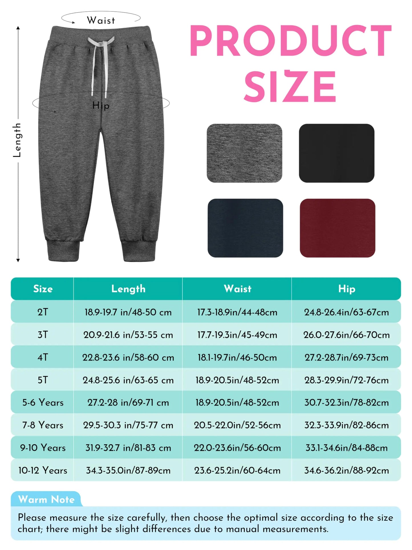 Resinta 4 Pack Toddler and Boys Joggers Sweatpants Kids Pull-On Active Athletic Pants with Drawstring Elastic Waistband 5T Black, Dark Gray, Navy Blue, Burgundy - # BOAA11410003