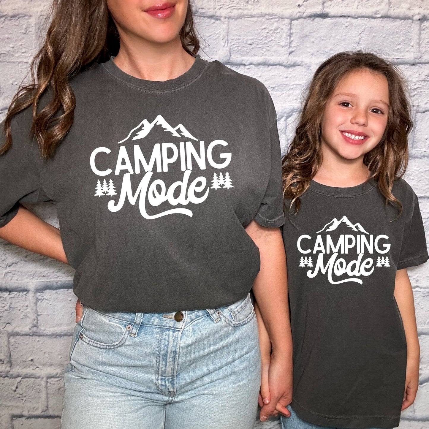 Camping Mode Nature Camping Hiking Garment Dyed Kids Youth Shirt