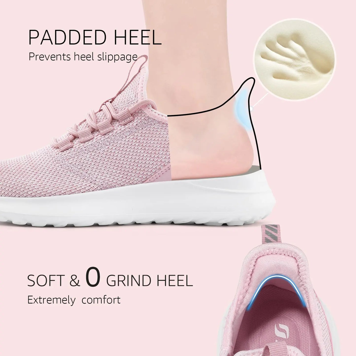 STQ Slip Ins Womens Slip On Sneakers Hands Free Orthopedic Tennis Walking Shoes for Plantar Fasciitis Relief 8.5 Light Pink - # GIAA73110002
