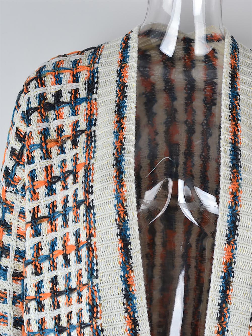 Plus-Size Tassel Fringe Long Cardigan with Colorful Thread Weaving | NCS