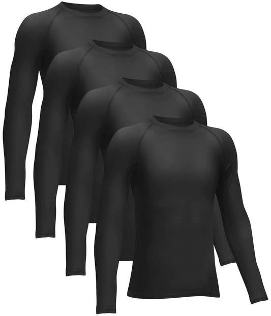 4 or 3 Pack Youth Boys' Compression Leggings Tights Athletic Pants Sports Base Layer for Kids Cold Gear X-Large Black(4 Pack Shirts) - # BOAA13110002