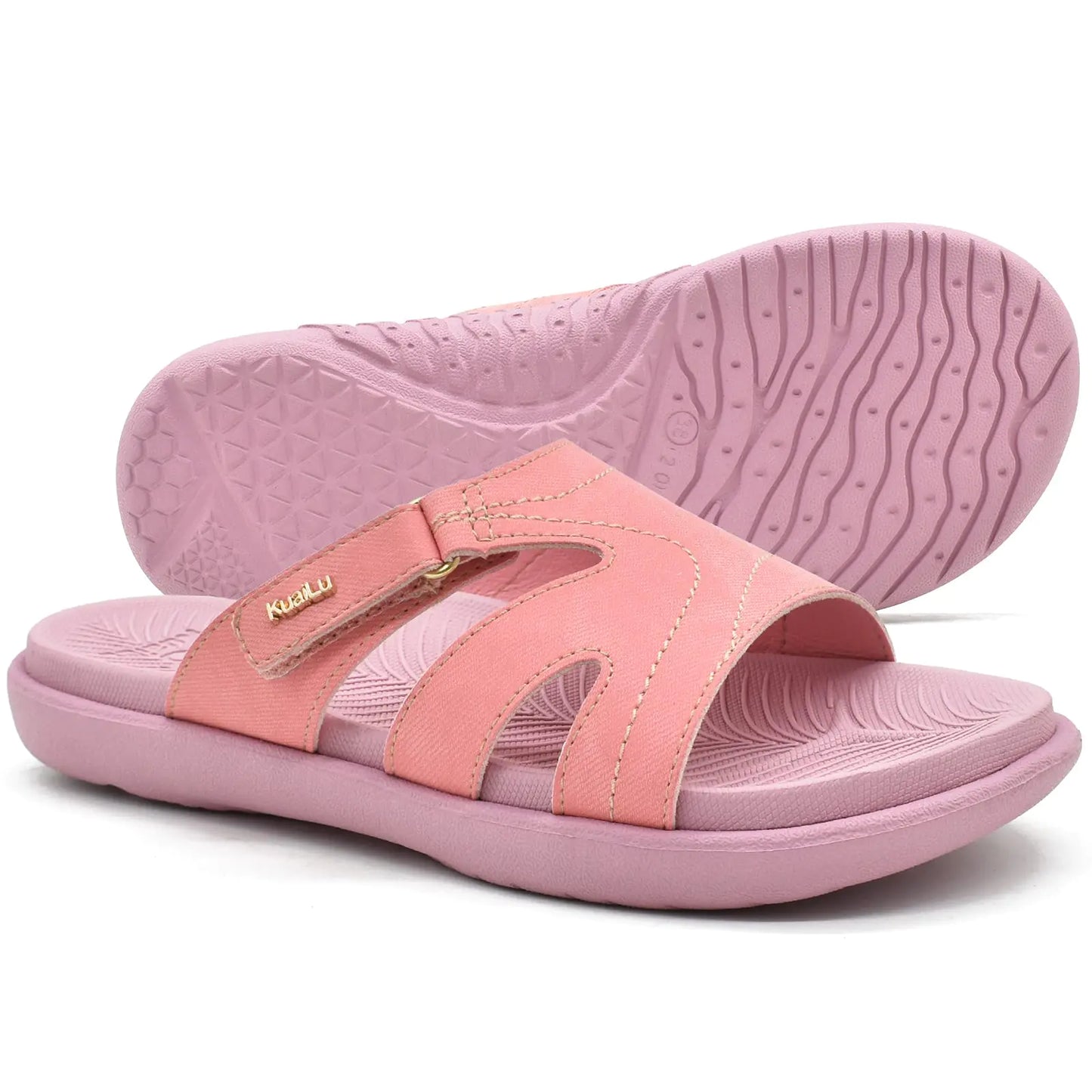 KuaiLu Womens Fashion Orthotic Slides Ladies Lightweight Athletic Yoga Mat Sandals Slip On Thick Cushion Slippers Sandals With Comfortable Plantar Fasciitis Arch Support 8 Pink - # GIAA73510003