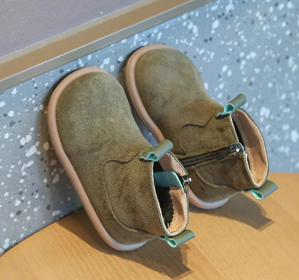 Children's Retro Solid Color British Style Cotton Boots - # BOAA71210004