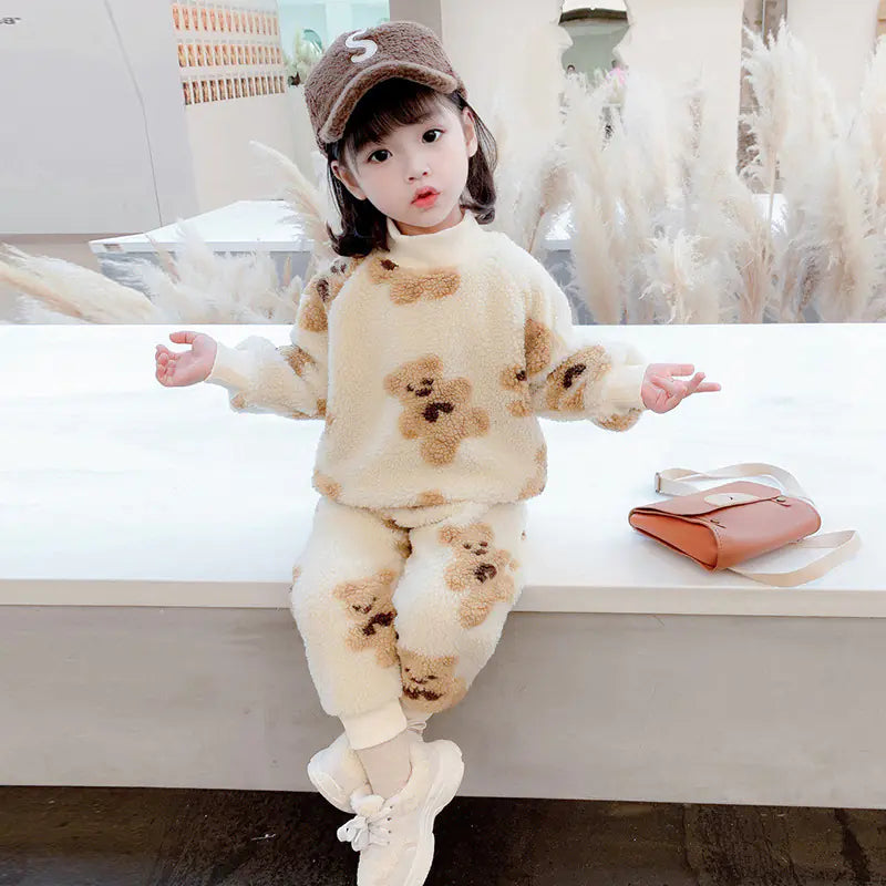 Baby Girl Bear Cartoon Wool Sweater Set - # GIAA21310003