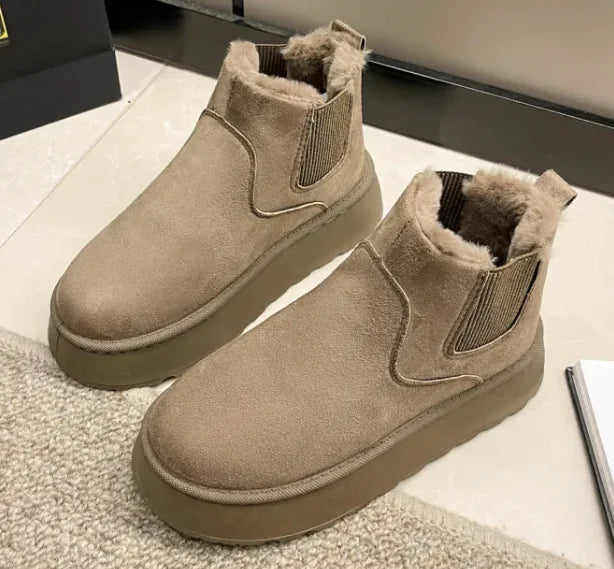 Women's Plush Boots Winter Warm Fleece Thick Flats Snow Boots Fashion Shoes - # GIAA73410005