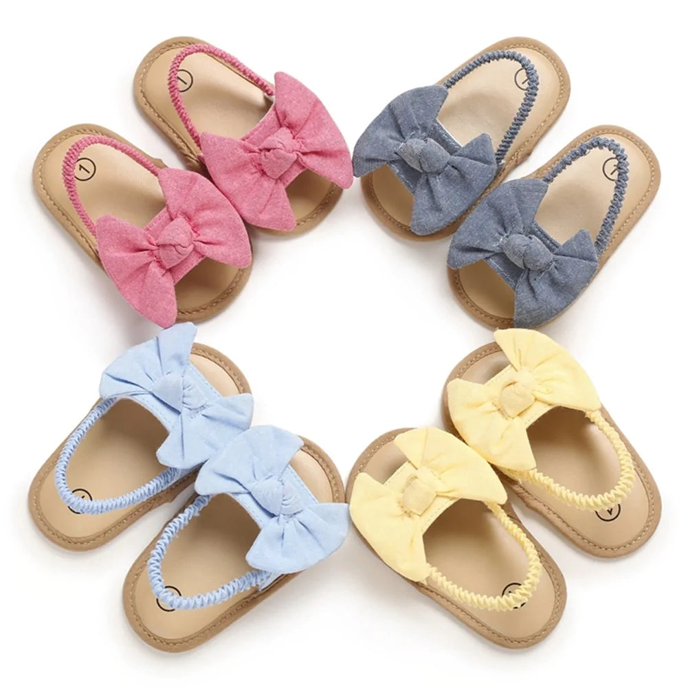 Baby Girls Bow Knot Sandals: Summer Soft Sole Princess Shoes - # GIAA71310001