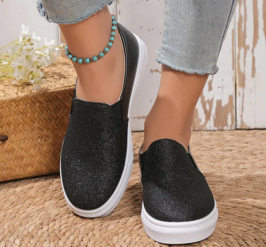 Stylish Casual Shoes Sale Plus Size Sequined Flat Women Loafers - # GIAA73710011