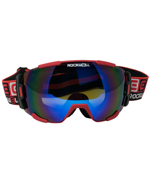 Bomber Goggles (Red w/Flash Blue Lens)