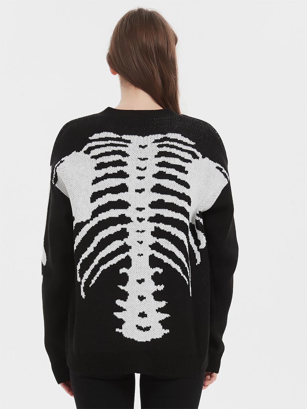 Retro Skull Printed Long Sleeve Cardigan Sweater | NCS