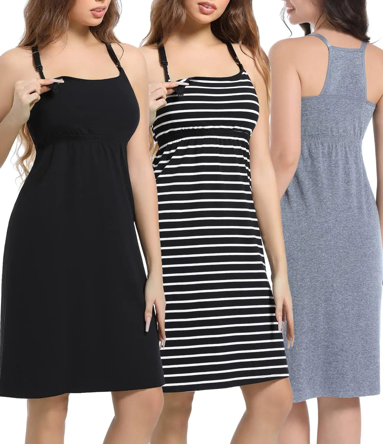 SUIEK Womens Maternity Nursing Tank Tops Cotton Breastfeeding Nightgown Maternity Sleepwear (X-Large) - # BAGE211510126-NURSG