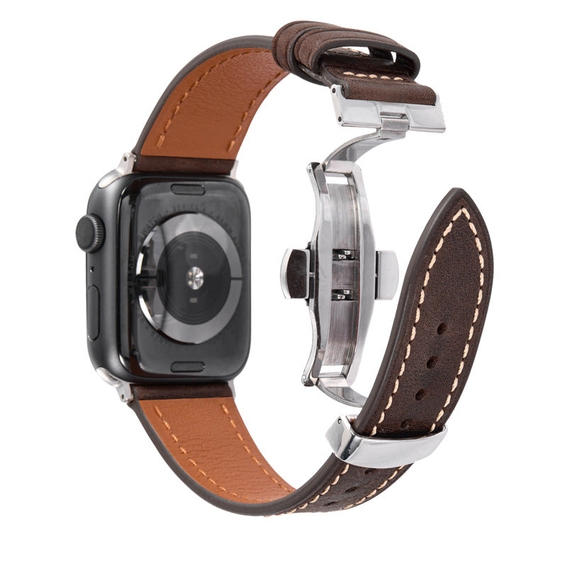 Luxury Leather Butterfly Buckle Band for Apple Watch