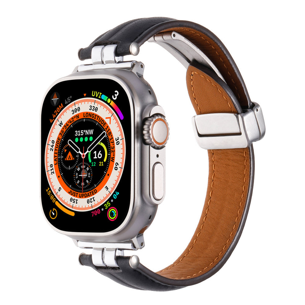 Professional Magnetic Leather Band for Apple Watch - Adjustable Stainless Steel Buckle, Stylish for Men & Women