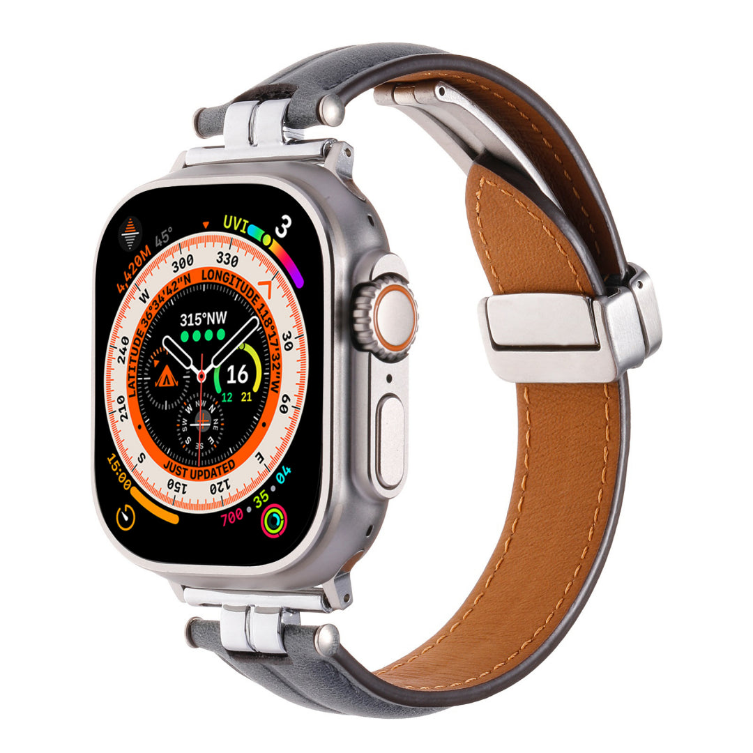 Professional Magnetic Leather Band for Apple Watch - Adjustable Stainless Steel Buckle, Stylish for Men & Women
