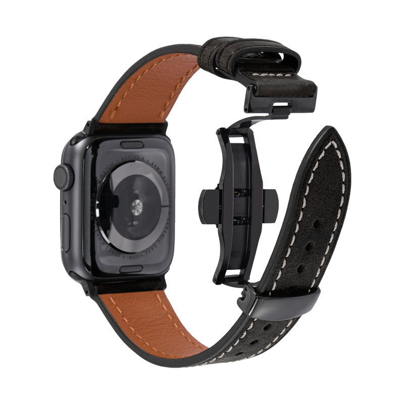 Luxury Leather Butterfly Buckle Band for Apple Watch