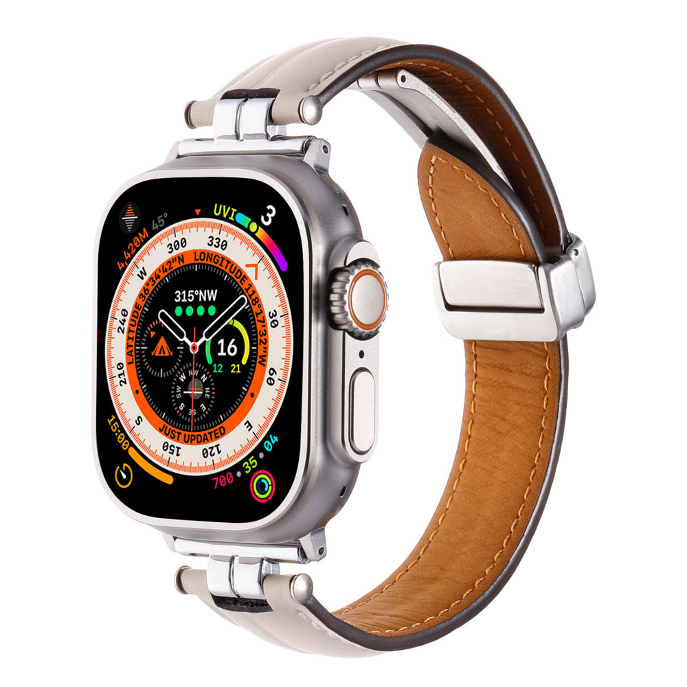 Professional Magnetic Leather Band for Apple Watch - Adjustable Stainless Steel Buckle, Stylish for Men & Women