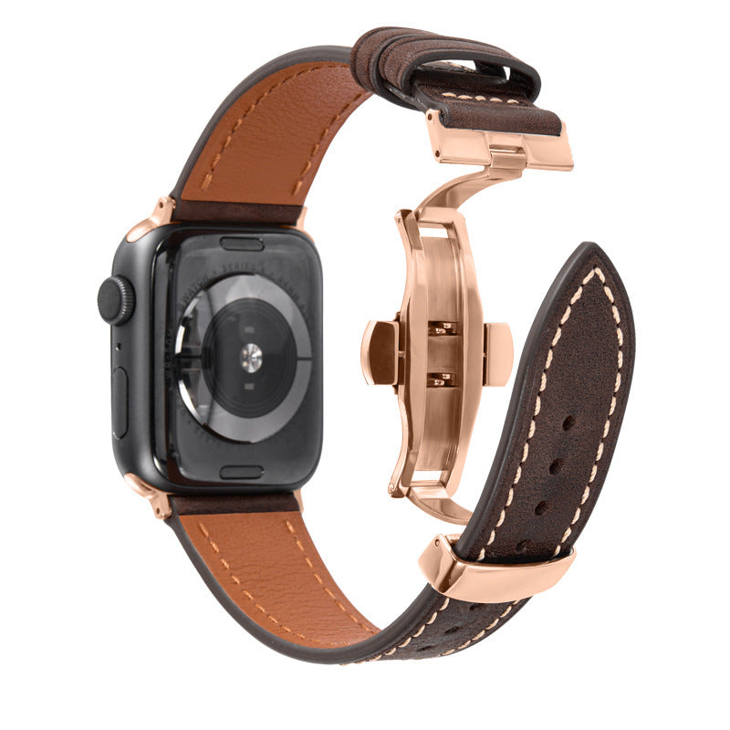 Luxury Leather Butterfly Buckle Band for Apple Watch