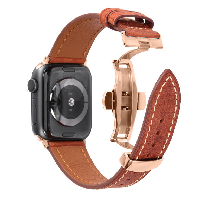 Luxury Leather Butterfly Buckle Band for Apple Watch