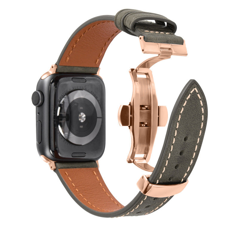 Luxury Leather Butterfly Buckle Band for Apple Watch