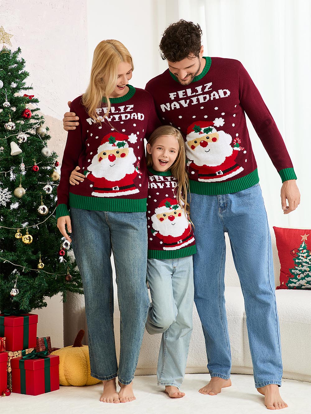 Santa Claus Pattern Colorblock Knit Sweater | NCS