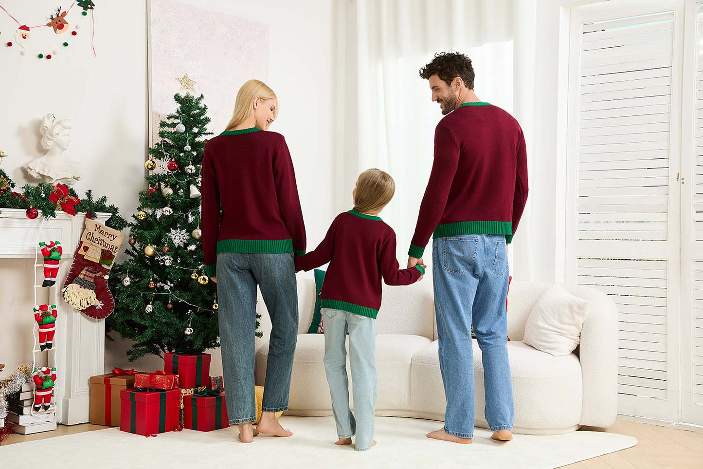 Santa Claus Pattern Colorblock Knit Sweater | NCS