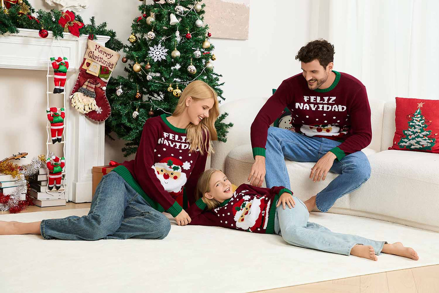 Santa Claus Pattern Colorblock Knit Sweater | NCS