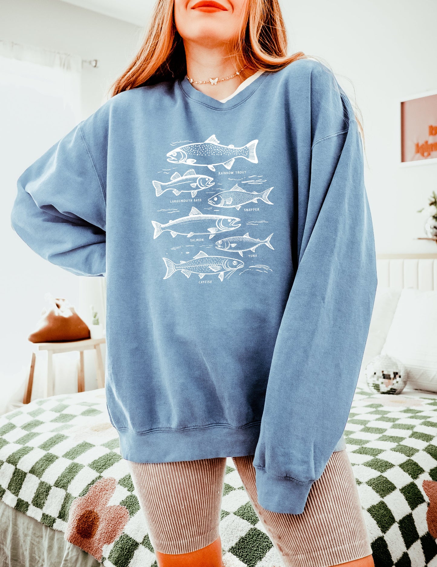 Sardines Salmon Tuna Fish Fishing Nature Camping Garment Dyed Comfort Colors Sweatshirt