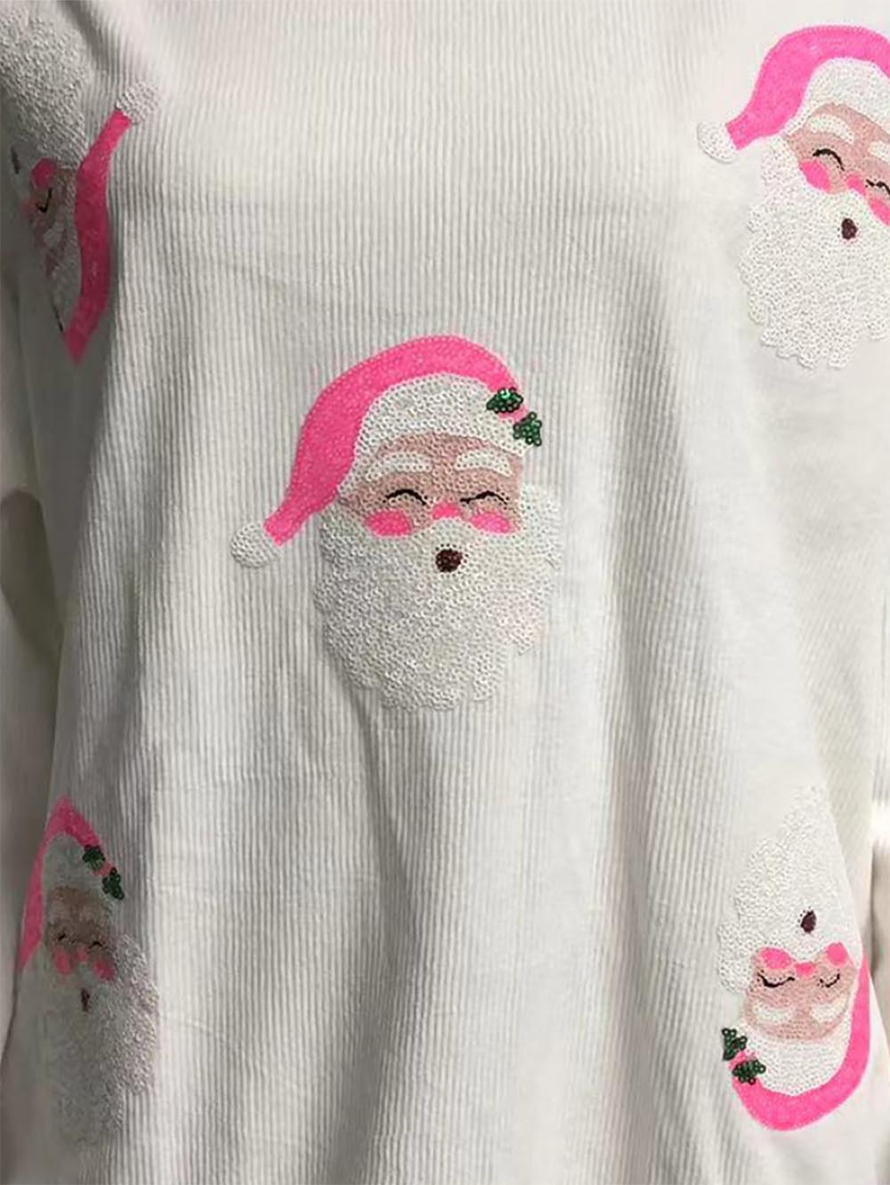 Sequin Embroidered Santa Claus Oversized Sweatshirt | NCS