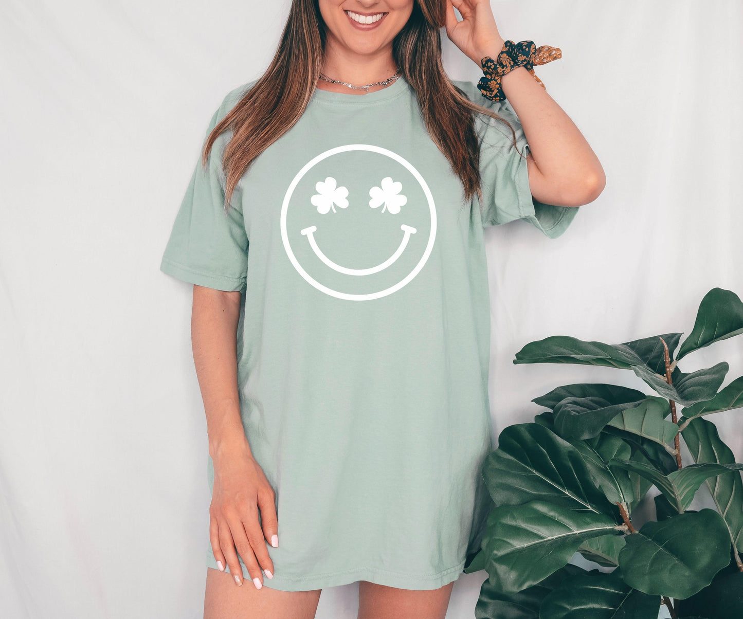 Shamrock Clover Smiley Comfort Colors T Shirt
