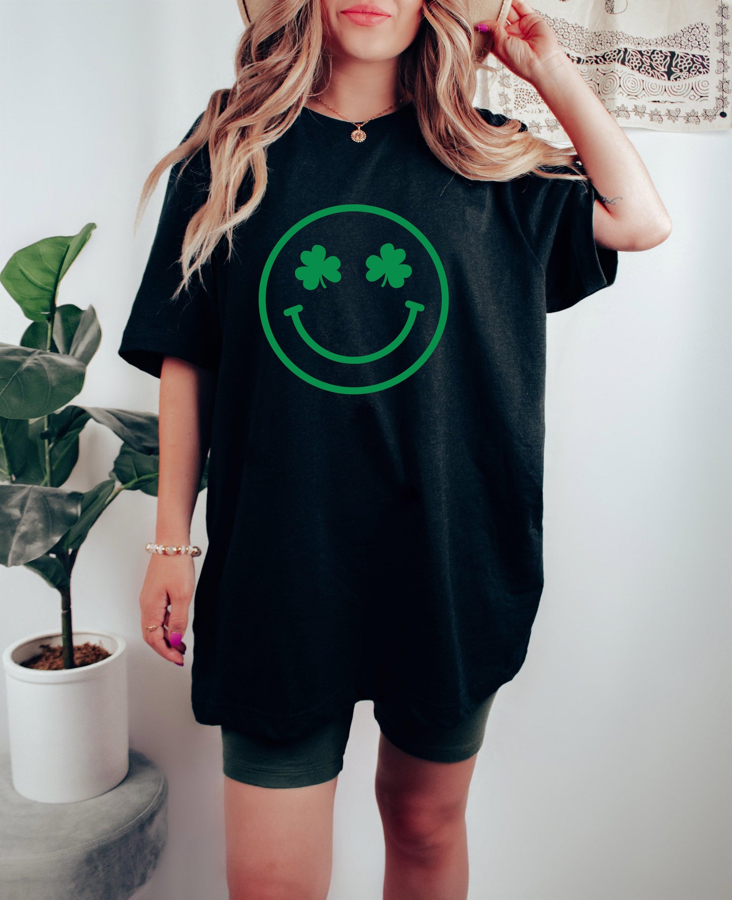 Shamrock Clover Smiley Comfort Colors T Shirt