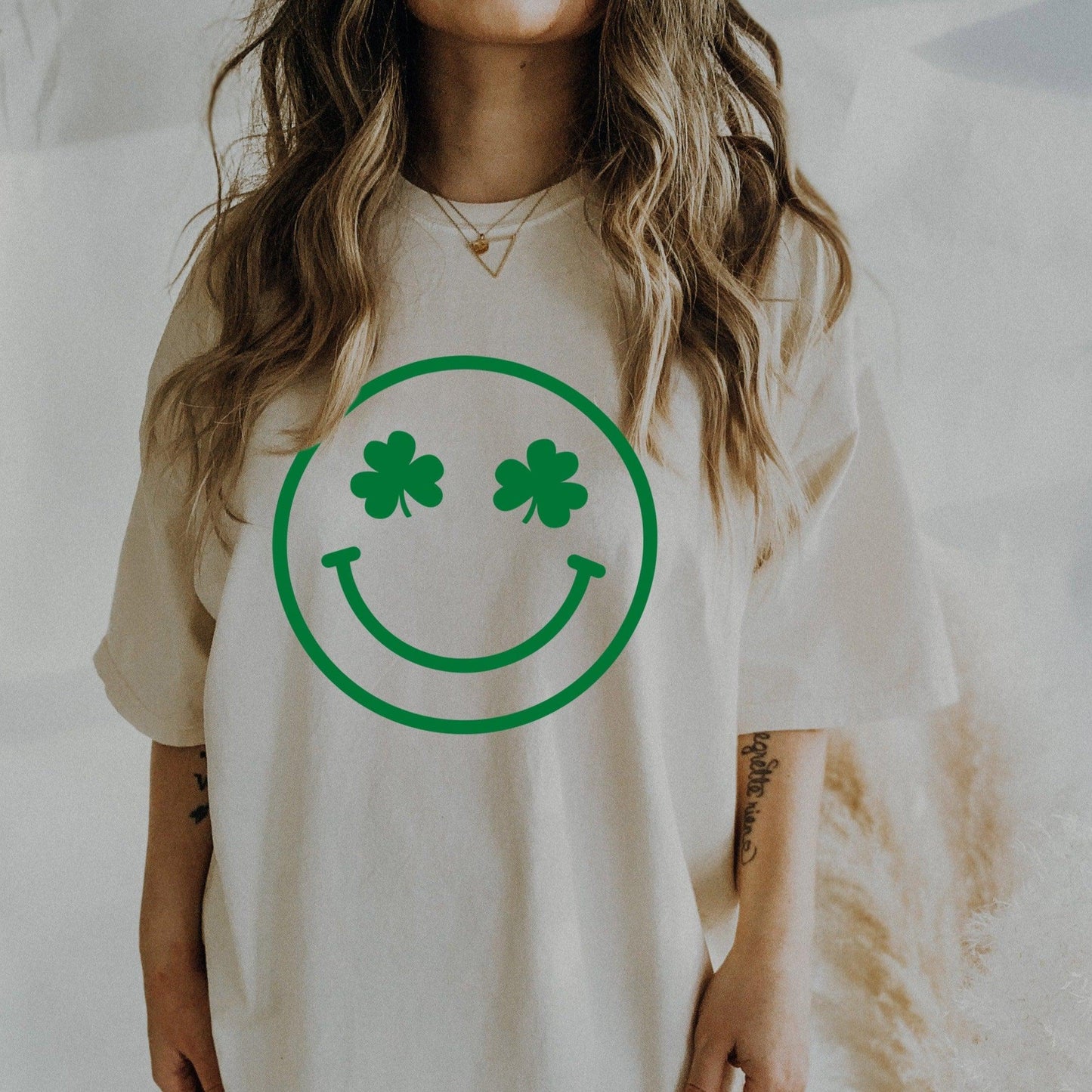 Shamrock Clover Smiley Comfort Colors T Shirt