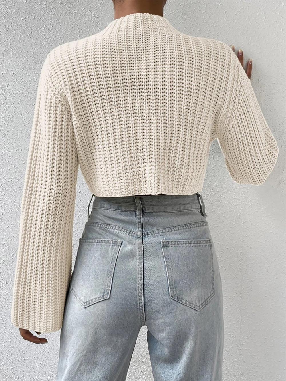 Short Crop Top with Exposed Midriff and Bell Sleeves | NCS