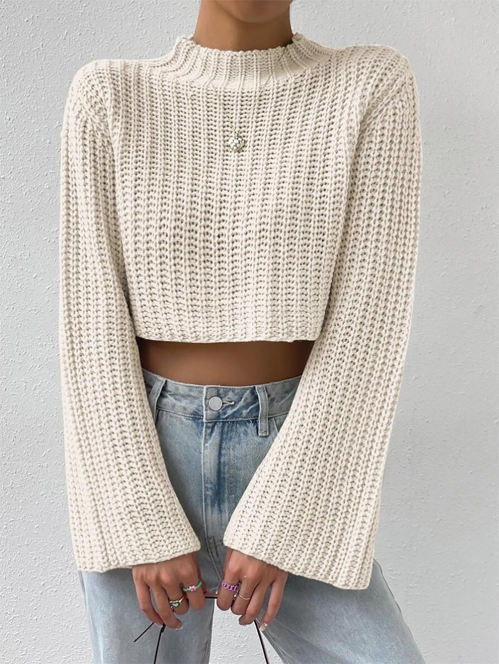 Short Crop Top with Exposed Midriff and Bell Sleeves | NCS