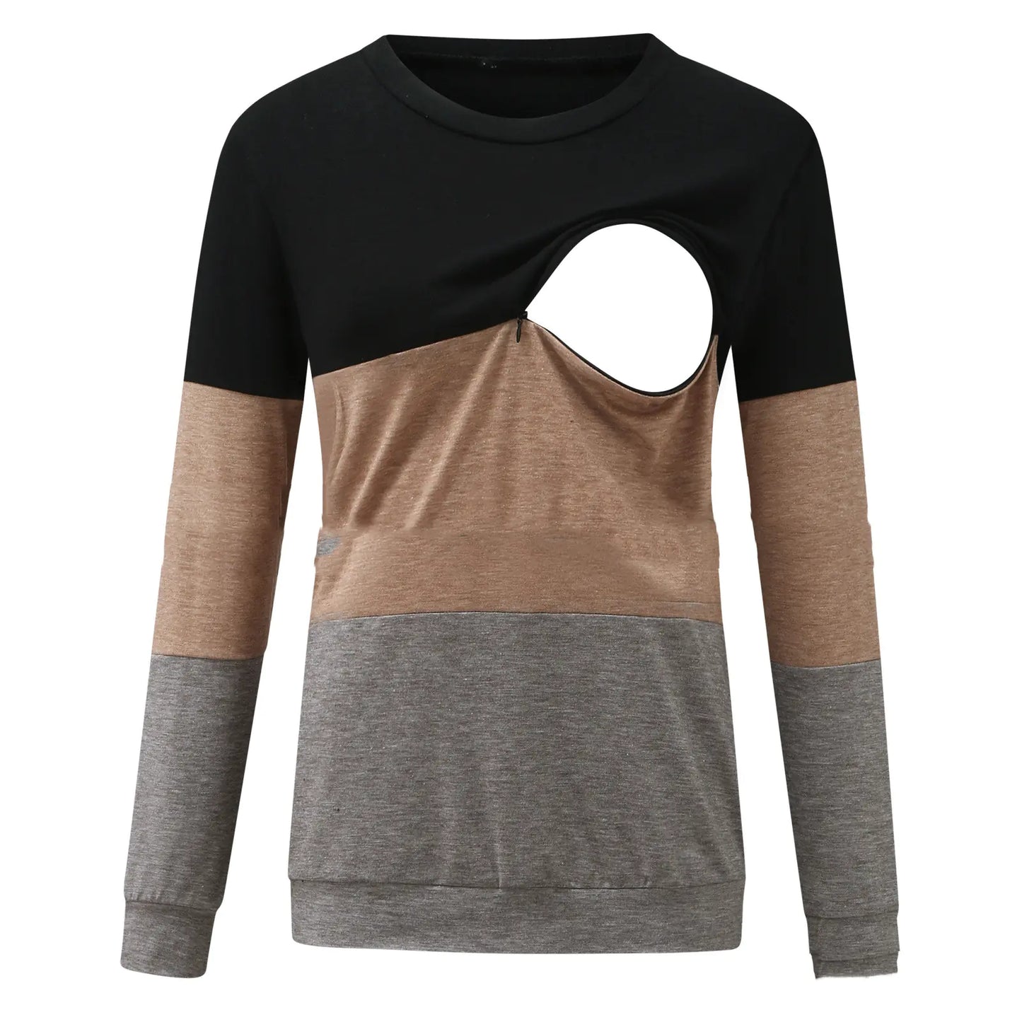 Chic Colorblock Nursing Crew T-Shirt - # BAGE211510106-NURSG