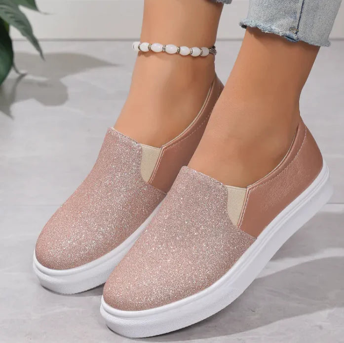 Stylish Casual Shoes Sale Plus Size Sequined Flat Women Loafers - # GIAA73710011