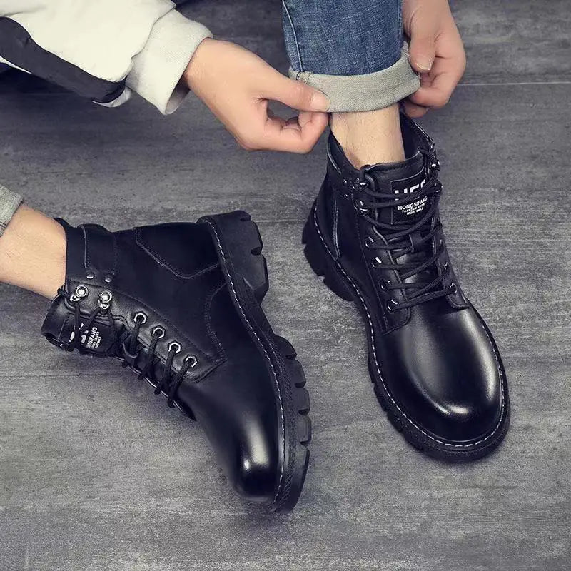Leather Shoes High Top Fashion Winter Boots - # GIAA73410004