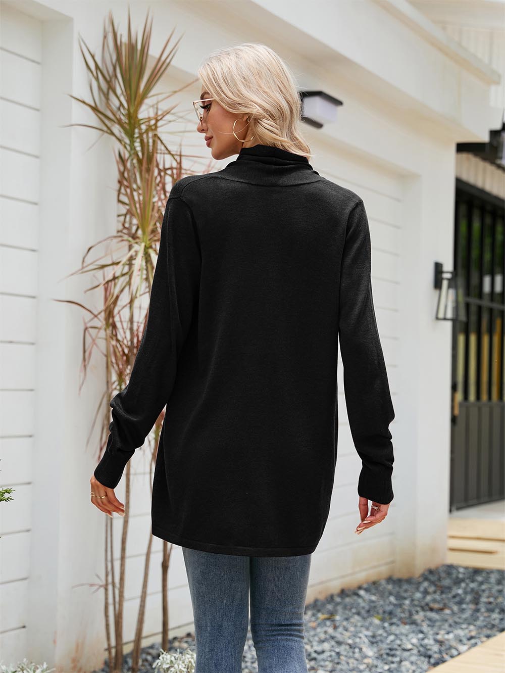 Solid Color Mid-Length Sweater Cardigan | NCS