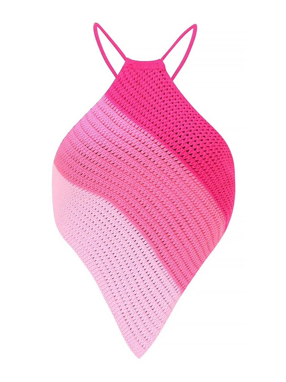 Striped Lace Up Backless Asymmetrical Hem Knit Top | NCS