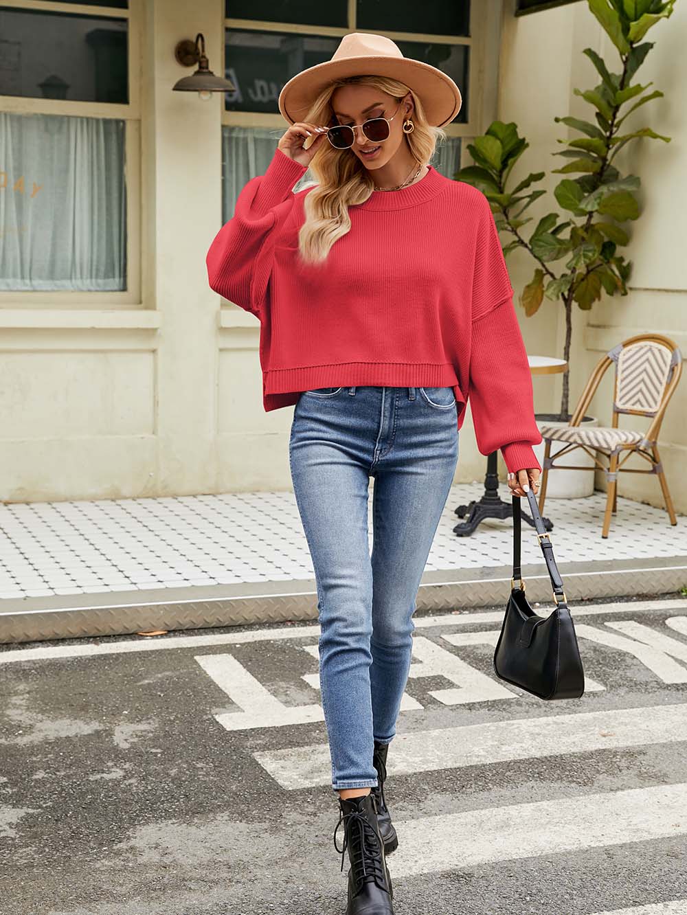 Stylish Short-Length Loose Fit Long Sleeve Sweater | NCS