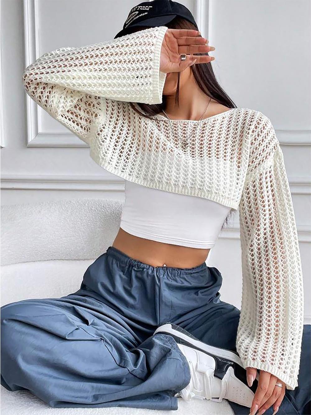 Summer Cropped Hollow Out  Knitted Sun-proof Sweater | NCS