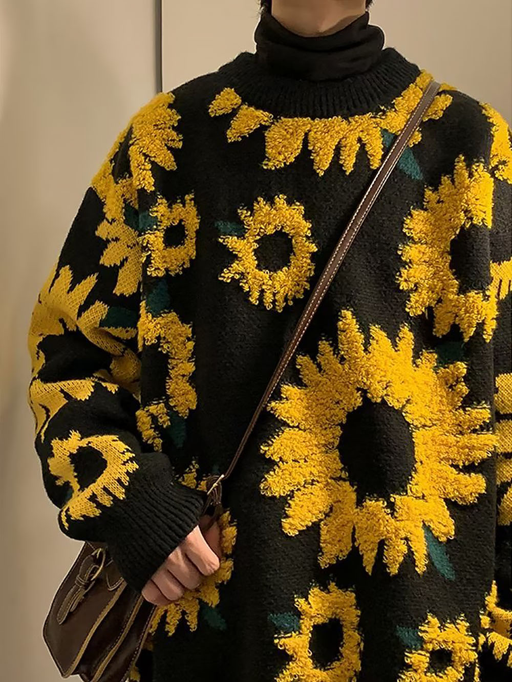 Sunflower Pattern Embroidery Knit Sweater | NCS