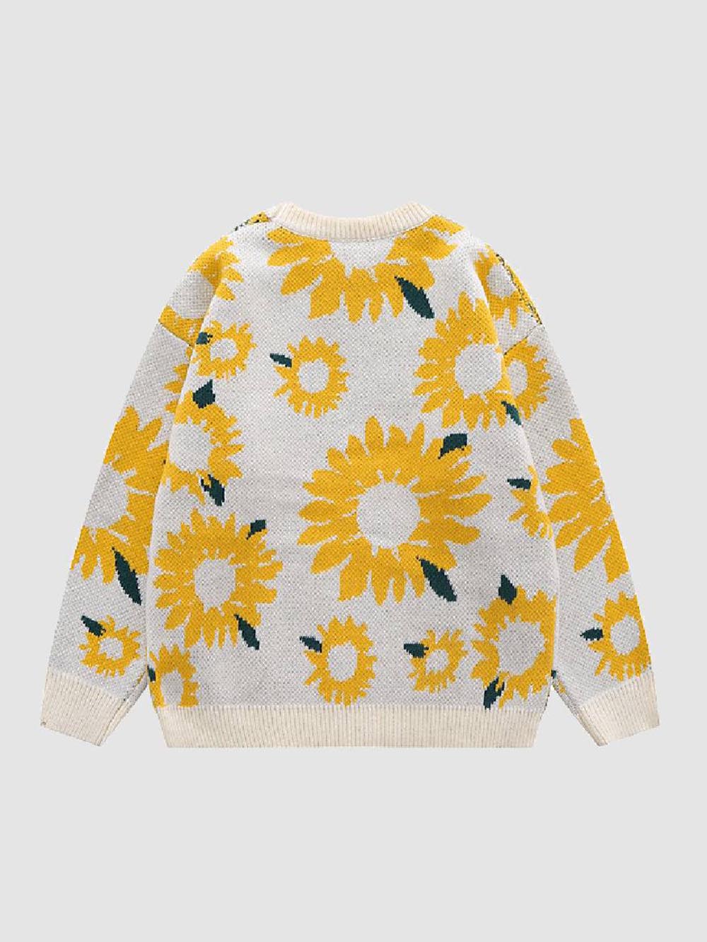 Sunflower Pattern Embroidery Knit Sweater | NCS