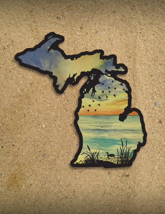Sunset Birds - 4" Michigan Sticker