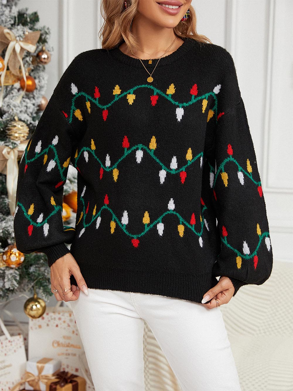 Sweet Colorful Pattern Loose Christmas Sweater | NCS