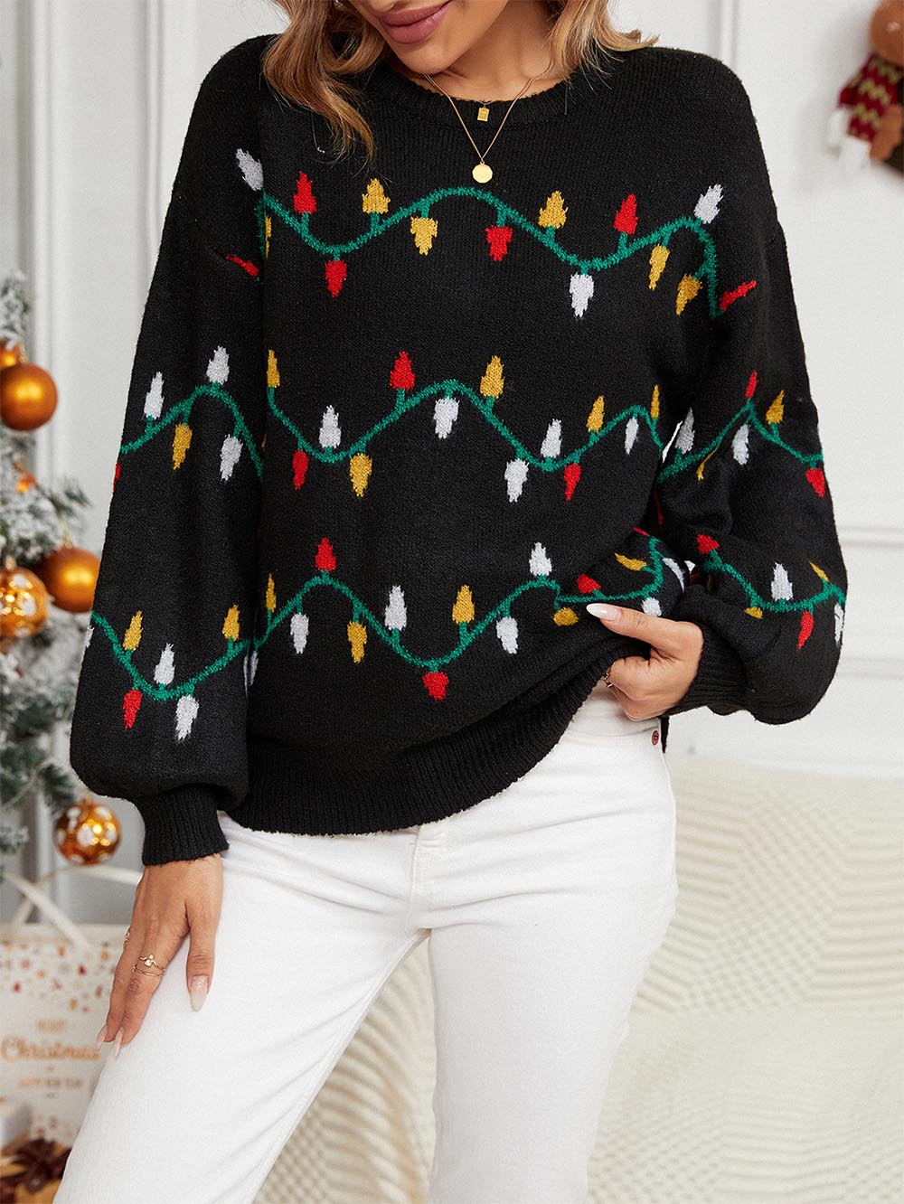 Sweet Colorful Pattern Loose Christmas Sweater | NCS