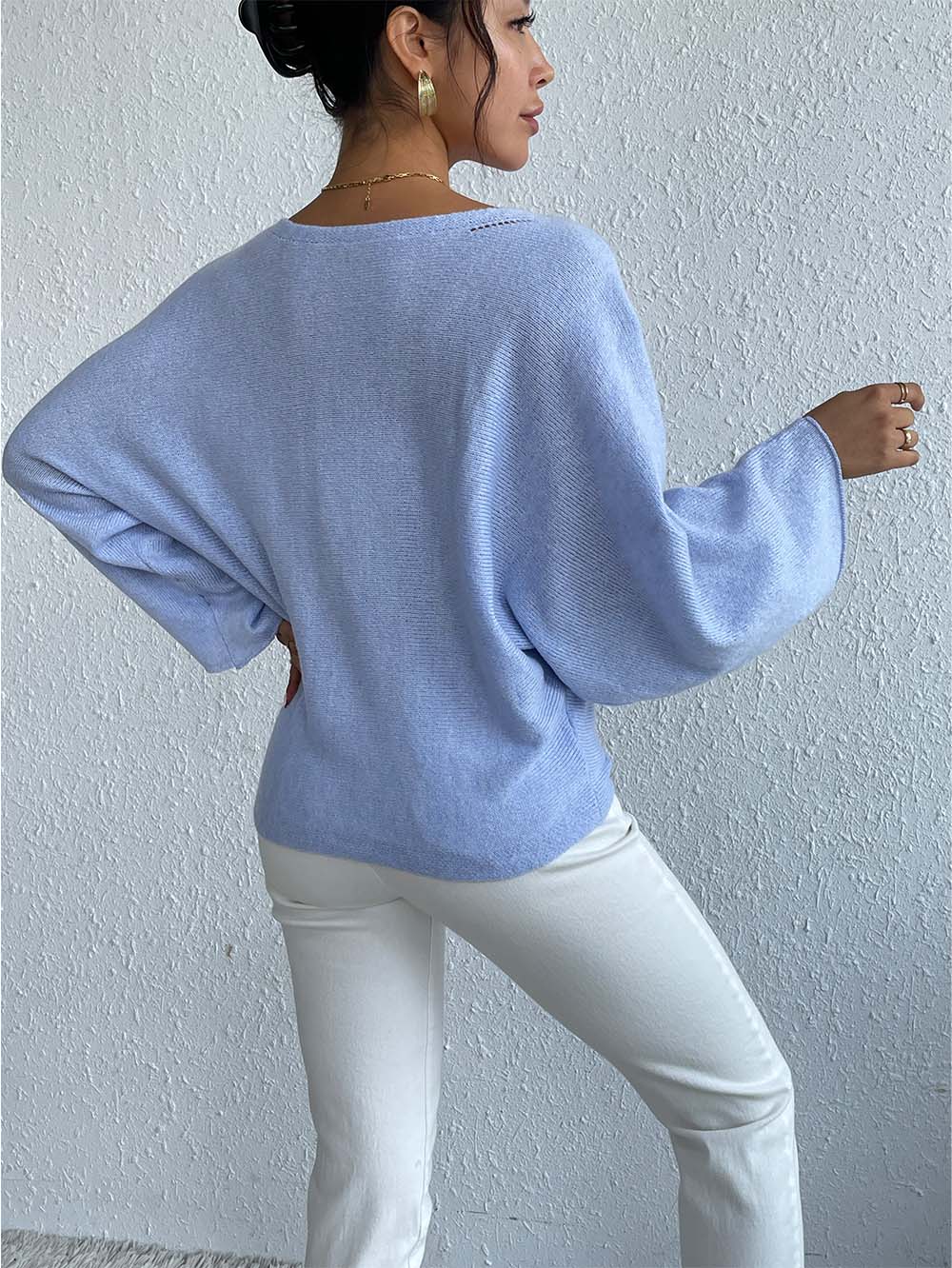 Sweet Floral Bell Sleeve Loose Knit Top | NCS